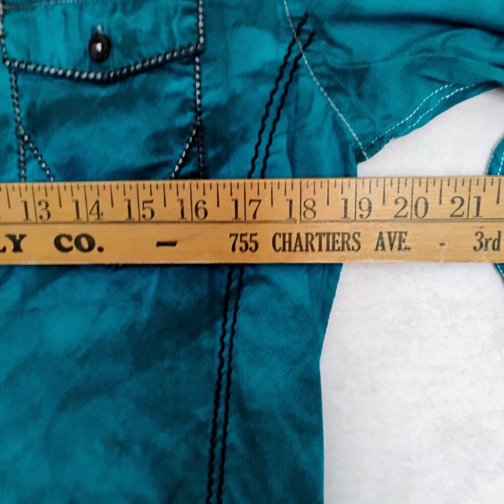 Roar Teal Embroidered Western Men's Shirt Size Medium - Picture 8 of 9